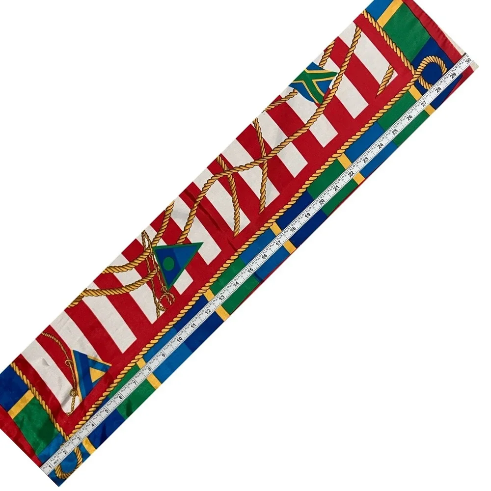 Scarf Set of 2‎ Women'a Multicolor Nautical & Codello Geometric Square Silk